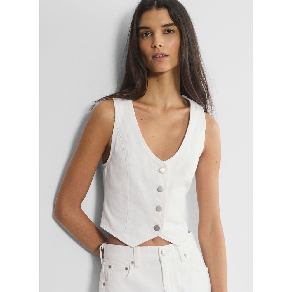 Denim Forum The '90s Mia Denim Vest White Small